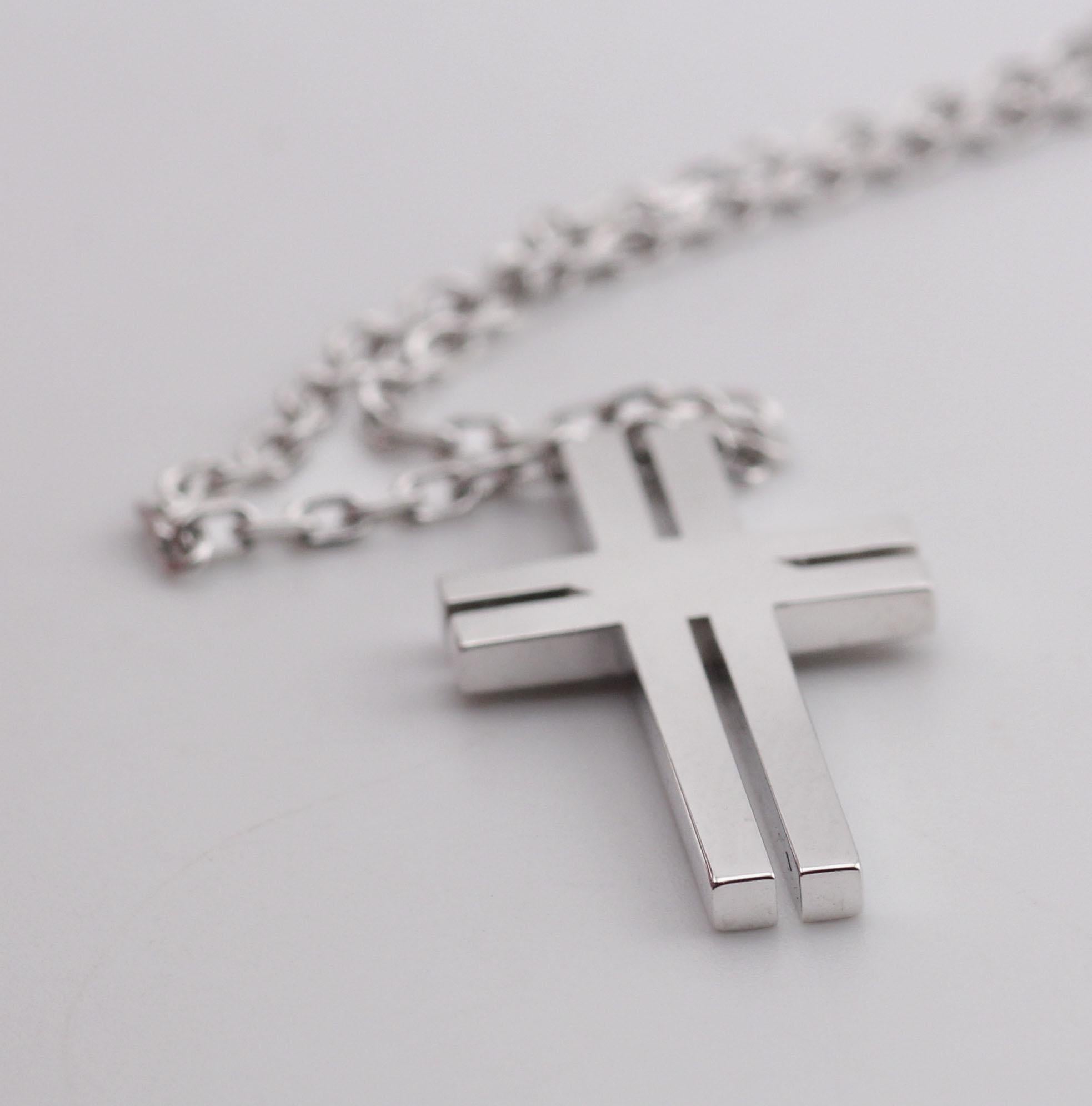 Cartier Diamant 18K Weißgold Kreuz Armband w / Cert im Angebot 2