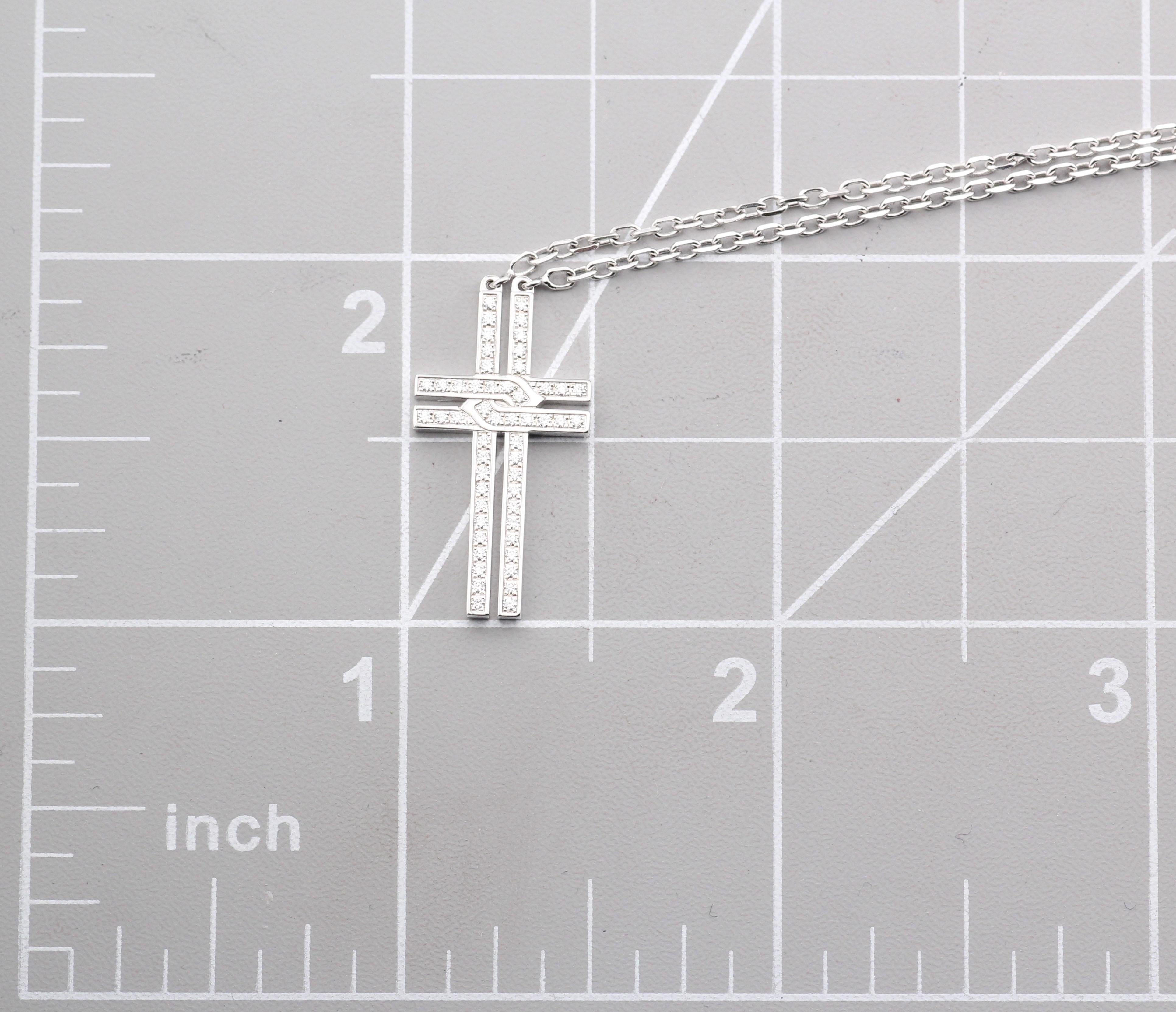 Cartier Diamant 18K Weißgold Kreuz Armband w / Cert im Angebot 3