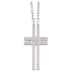 Cartier Diamond 18K White Gold Cross Bracelet w/ Cert