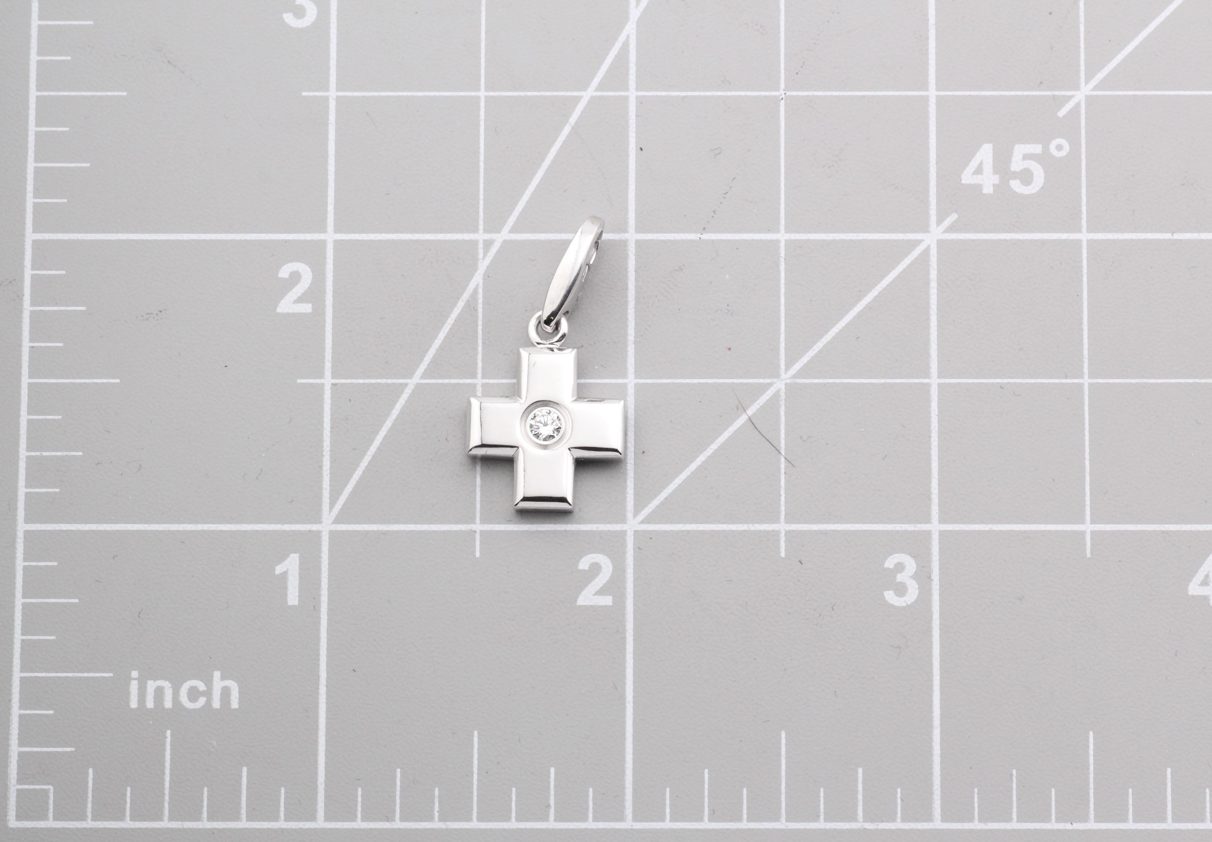 Cartier Diamond 18k White Gold Cross Charm Pendant 1