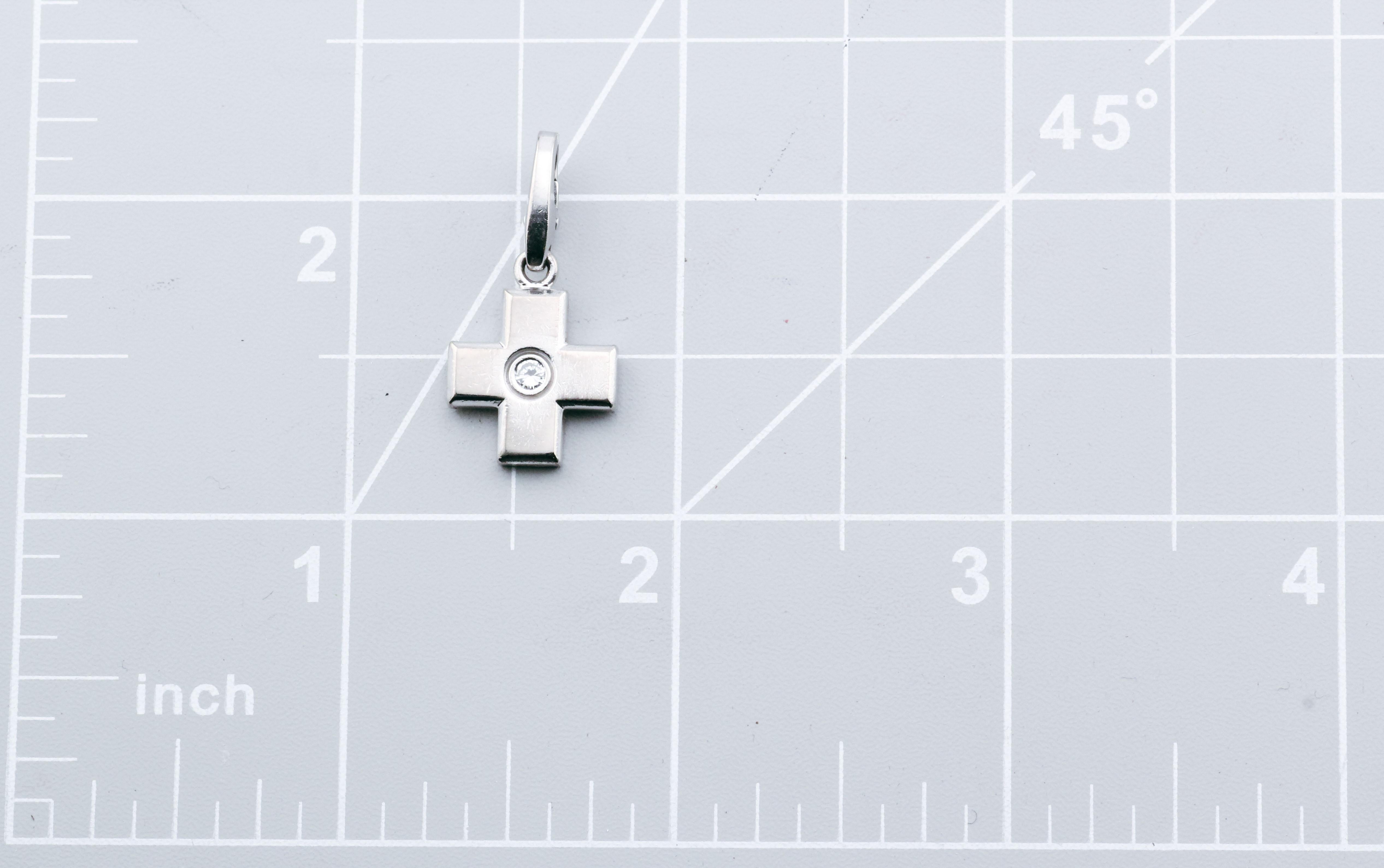 Cartier Diamond 18k White Gold Cross Charm Pendant 2