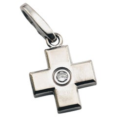 Cartier Diamond 18k White Gold Cross Charm Pendant