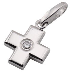 Cartier Diamond 18k White Gold Cross Charm Pendant