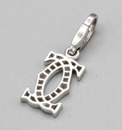 Cartier Diamond 18 Karat White Gold Double C-Logo Charm