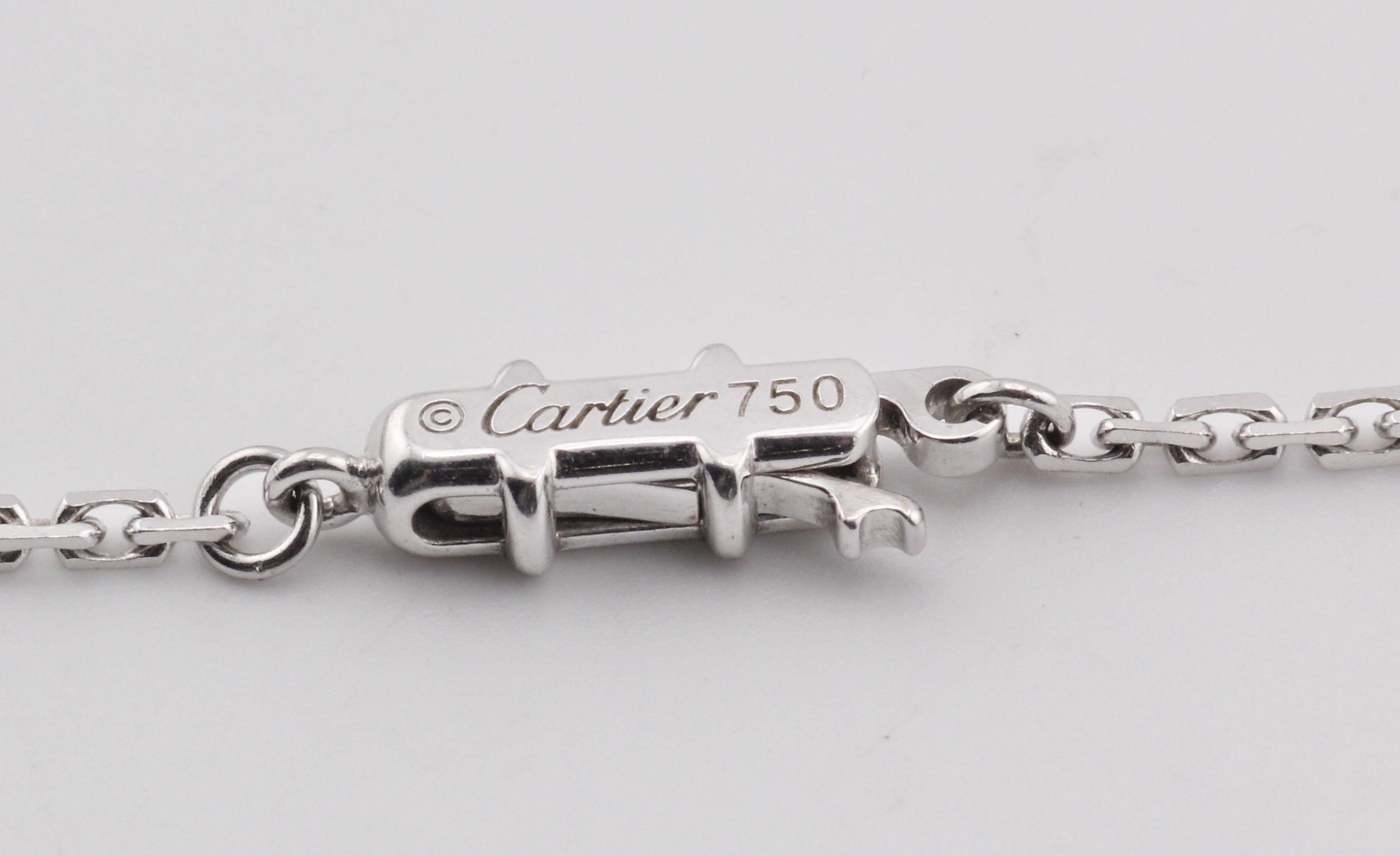 Cartier Diamond 18K White Gold Double Heart Logo Charm Necklace in vendita 4