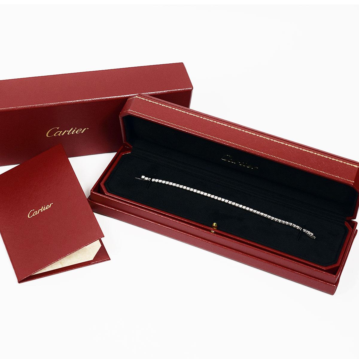 Women's Cartier Diamond 18 Karat White Gold Essential Line Tennis Bracelet w/Certificate