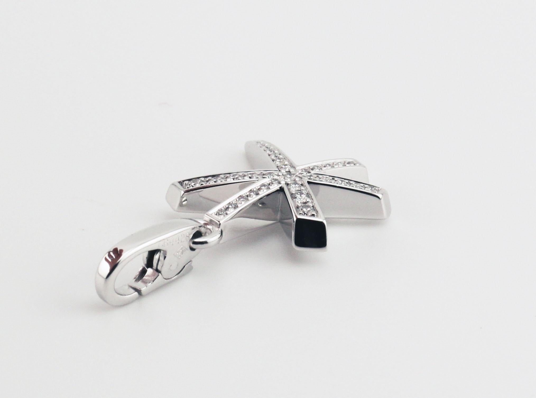 Cartier Diamond 18K White Gold Fireworks Charm Pendant In Good Condition For Sale In Simpsonville, SC