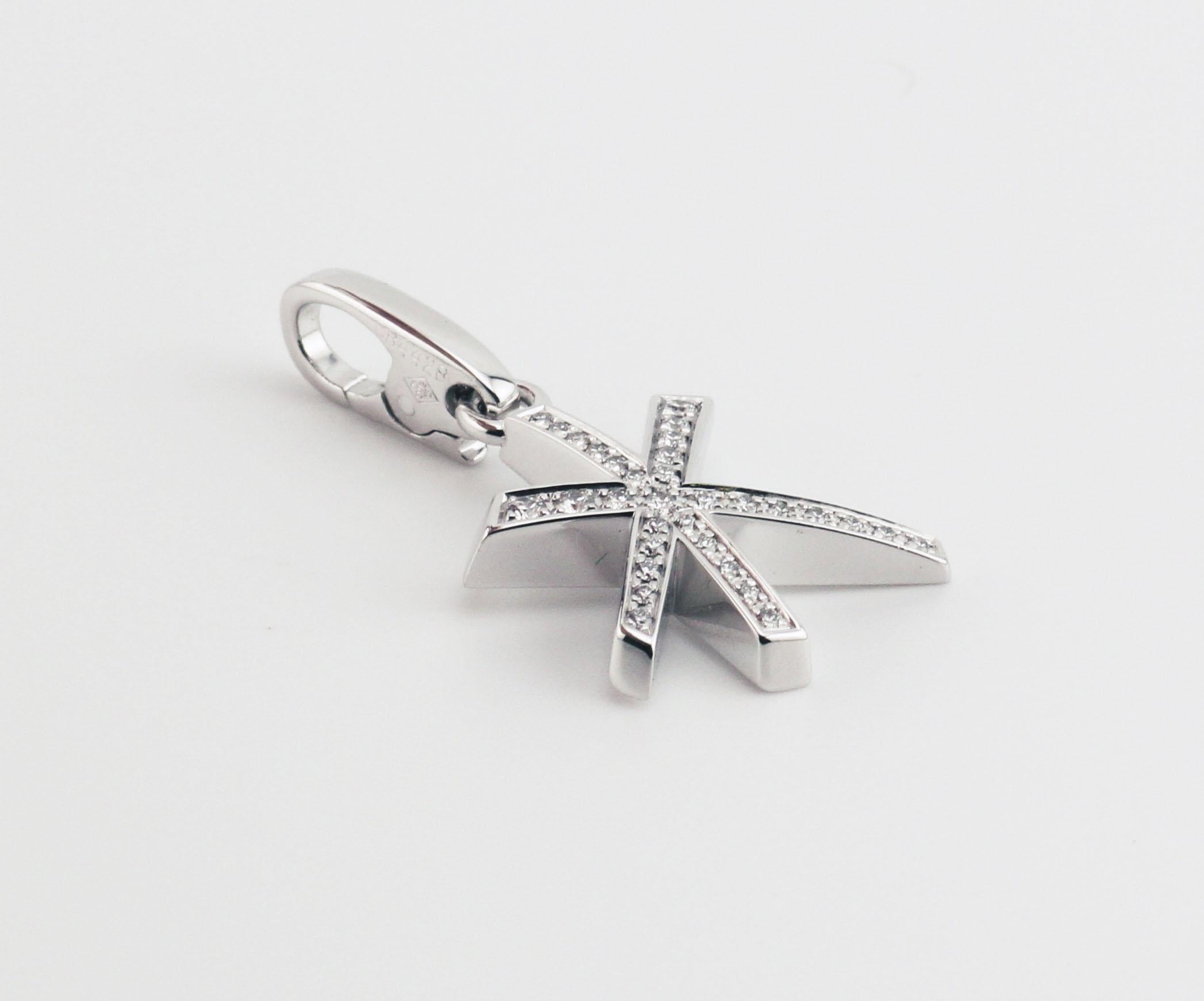 Women's or Men's Cartier Diamond 18K White Gold Fireworks Charm Pendant For Sale