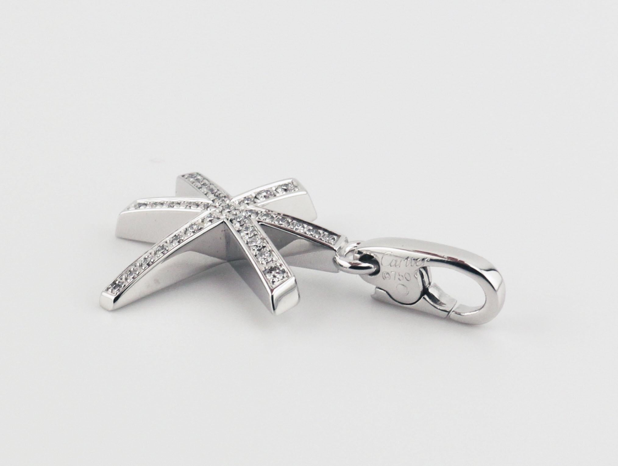 Cartier Diamond 18K White Gold Fireworks Charm Pendant For Sale 1