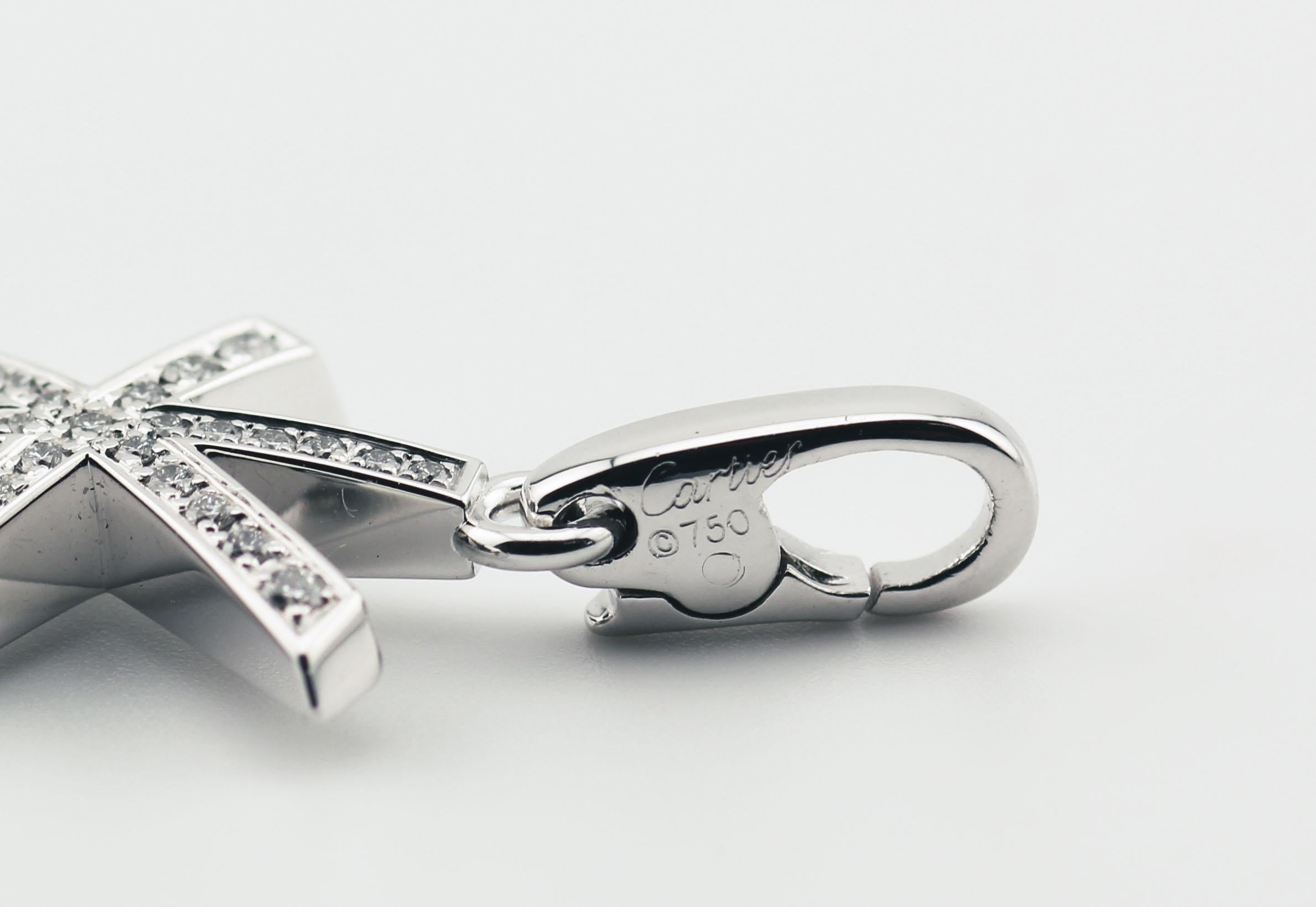 Cartier Diamond 18K White Gold Fireworks Charm Pendant For Sale 2