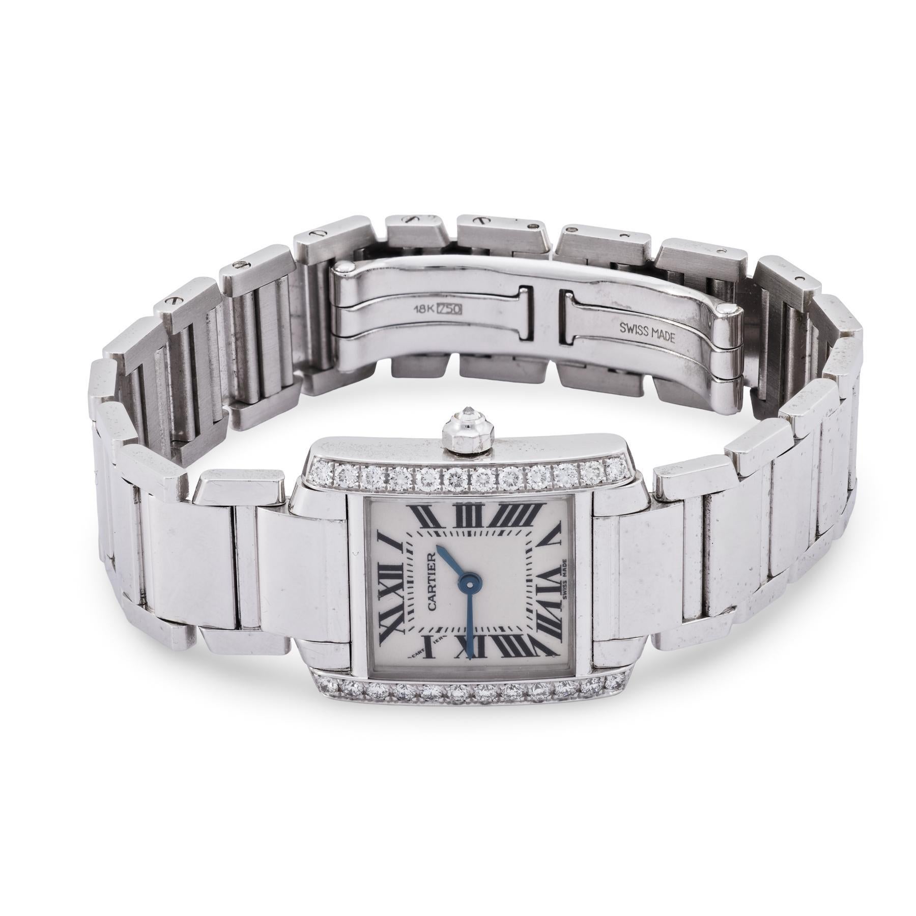 Reloj Cartier Francaise diamante oro blanco 18k Contemporáneo en venta