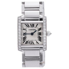Cartier diamond 18k white gold Francaise watch