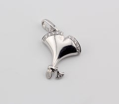 Cartier Diamond 18K White Gold Gingko Leaf Charm Pendant