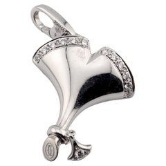 Cartier Diamond 18K White Gold Gingko Leaf Charm Pendant