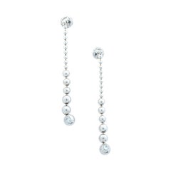 Cartier Diamond 18K White Gold Graduating Ball Bead Drop Long Earrings