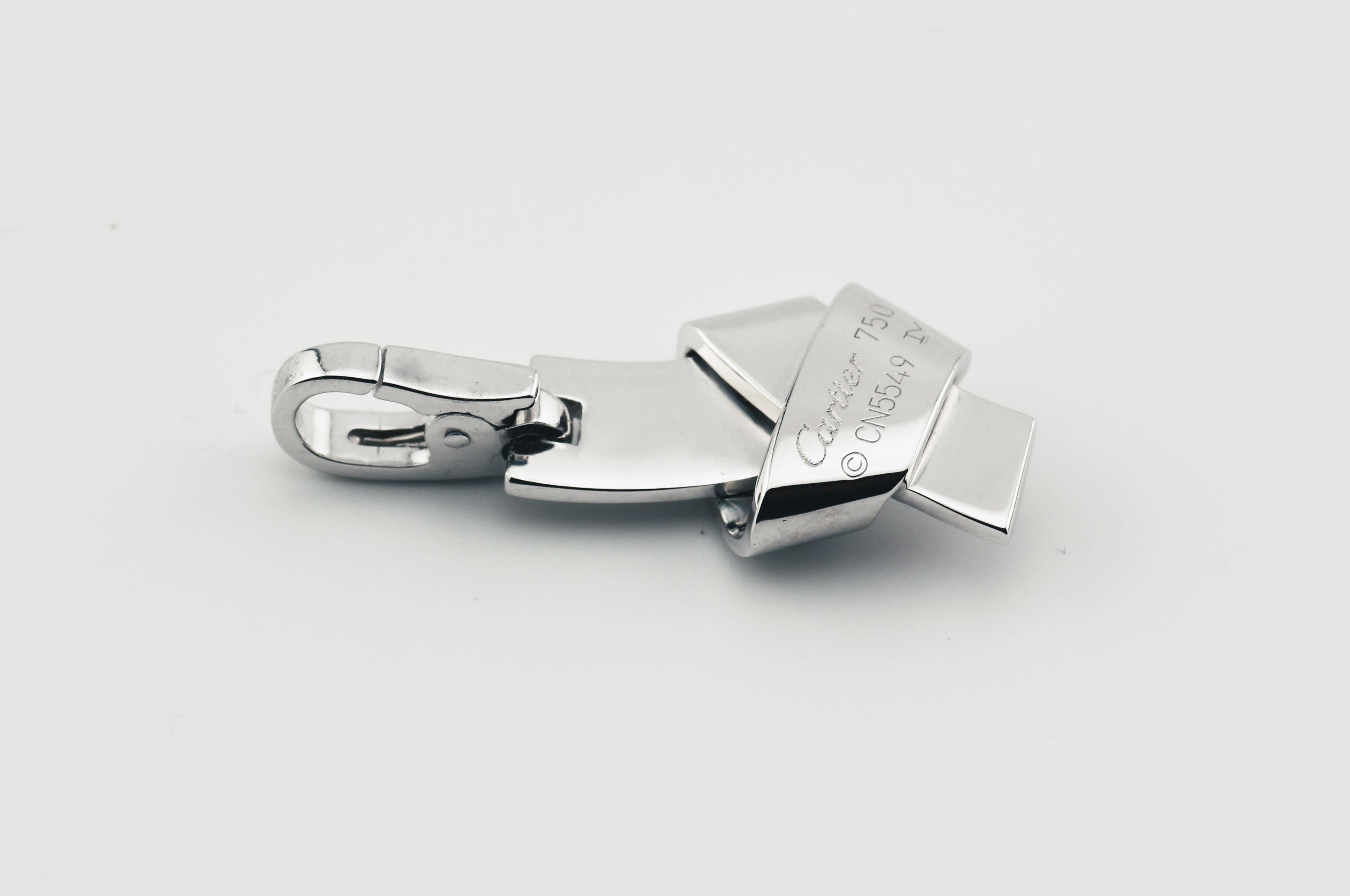 Brilliant Cut Cartier Diamond 18K White Gold Knot Charm Pendant