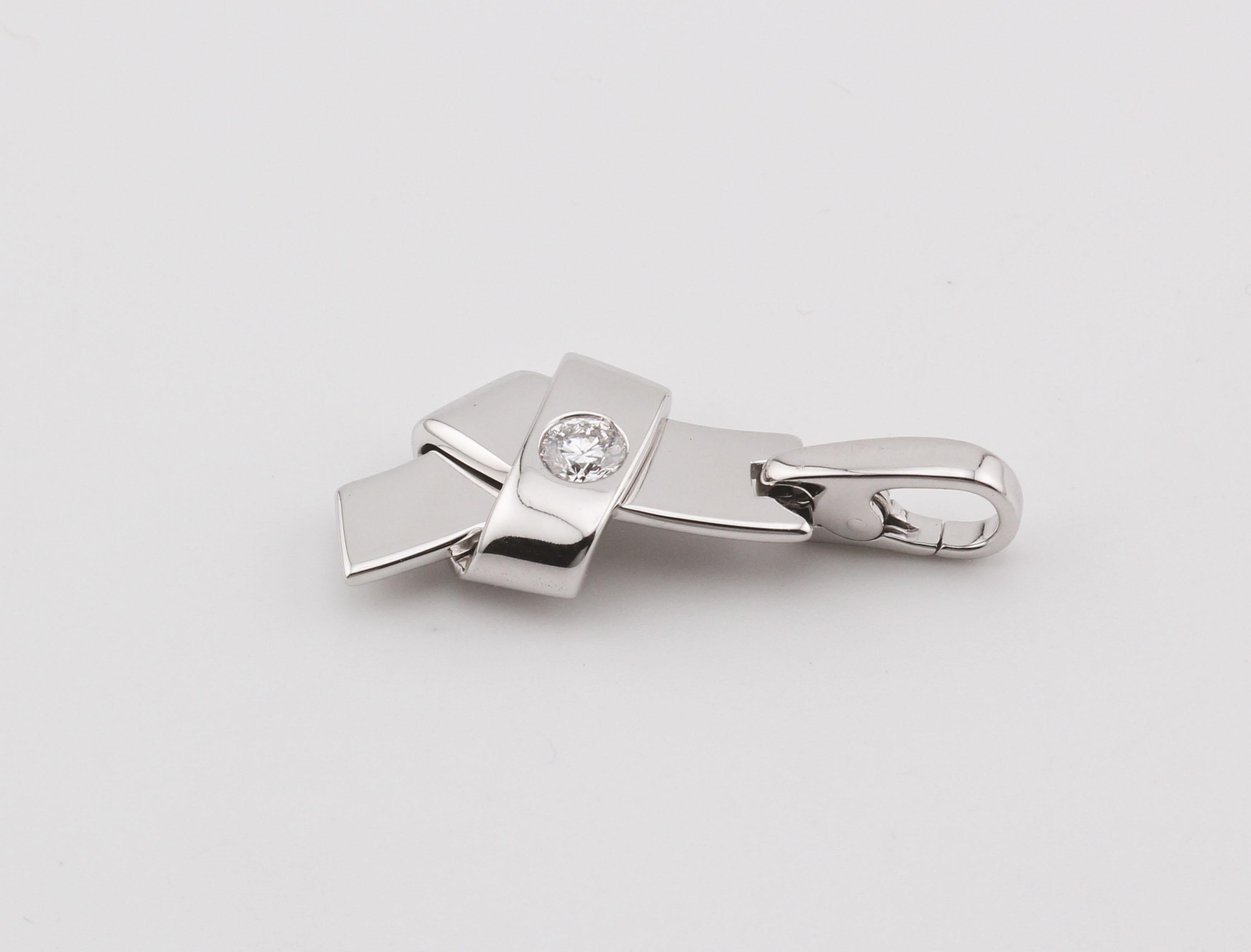 Brilliant Cut Cartier Diamond 18K White Gold Knot Charm Pendant For Sale