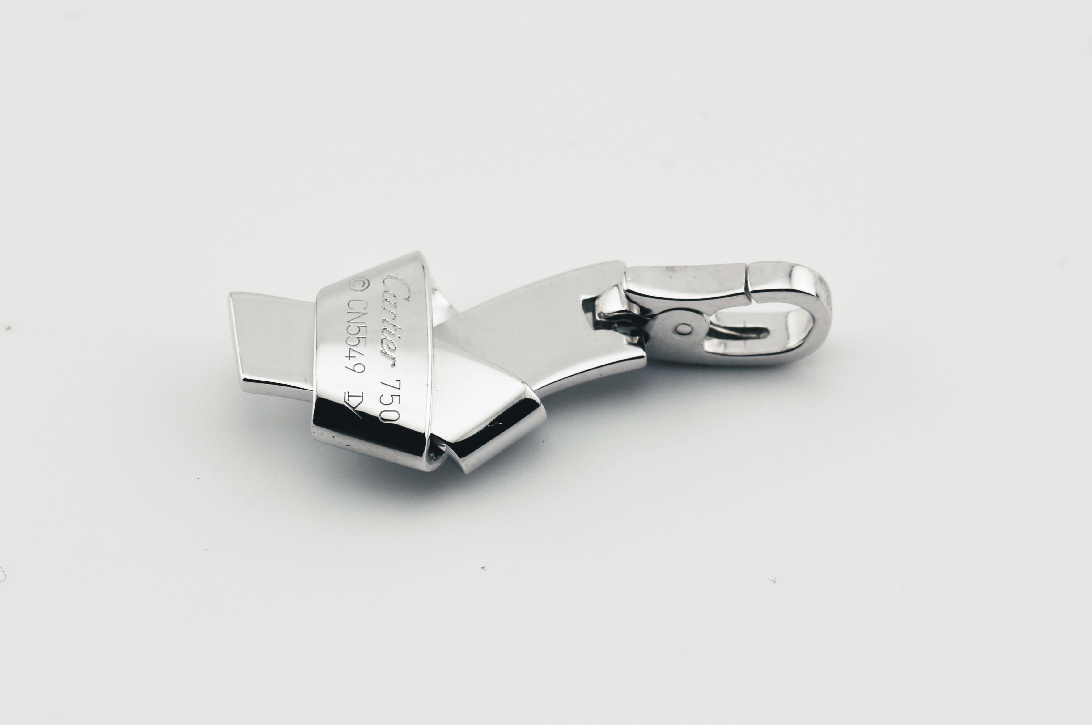 Women's or Men's Cartier Diamond 18K White Gold Knot Charm Pendant