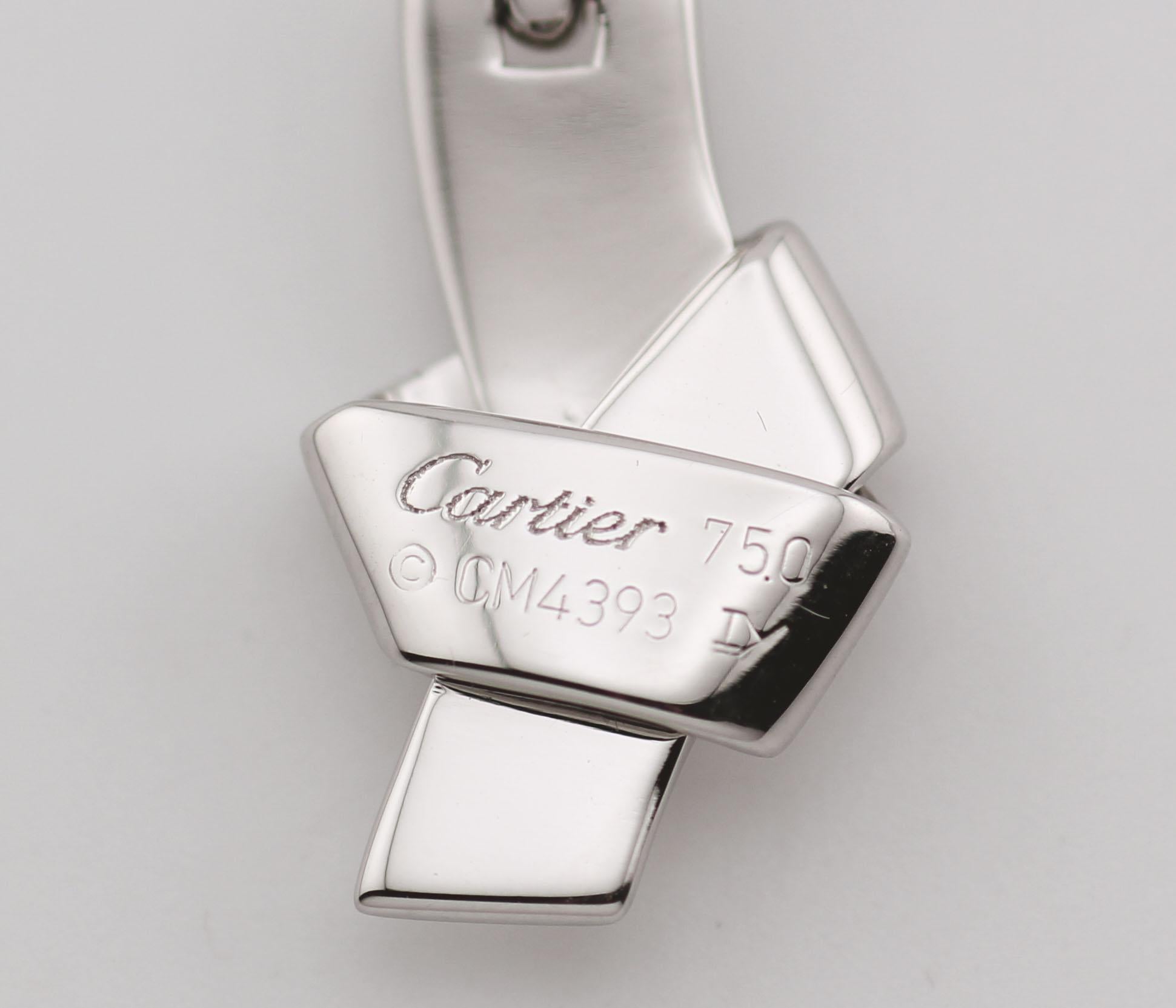 Cartier Diamond 18K White Gold Knot Charm Pendant For Sale 2
