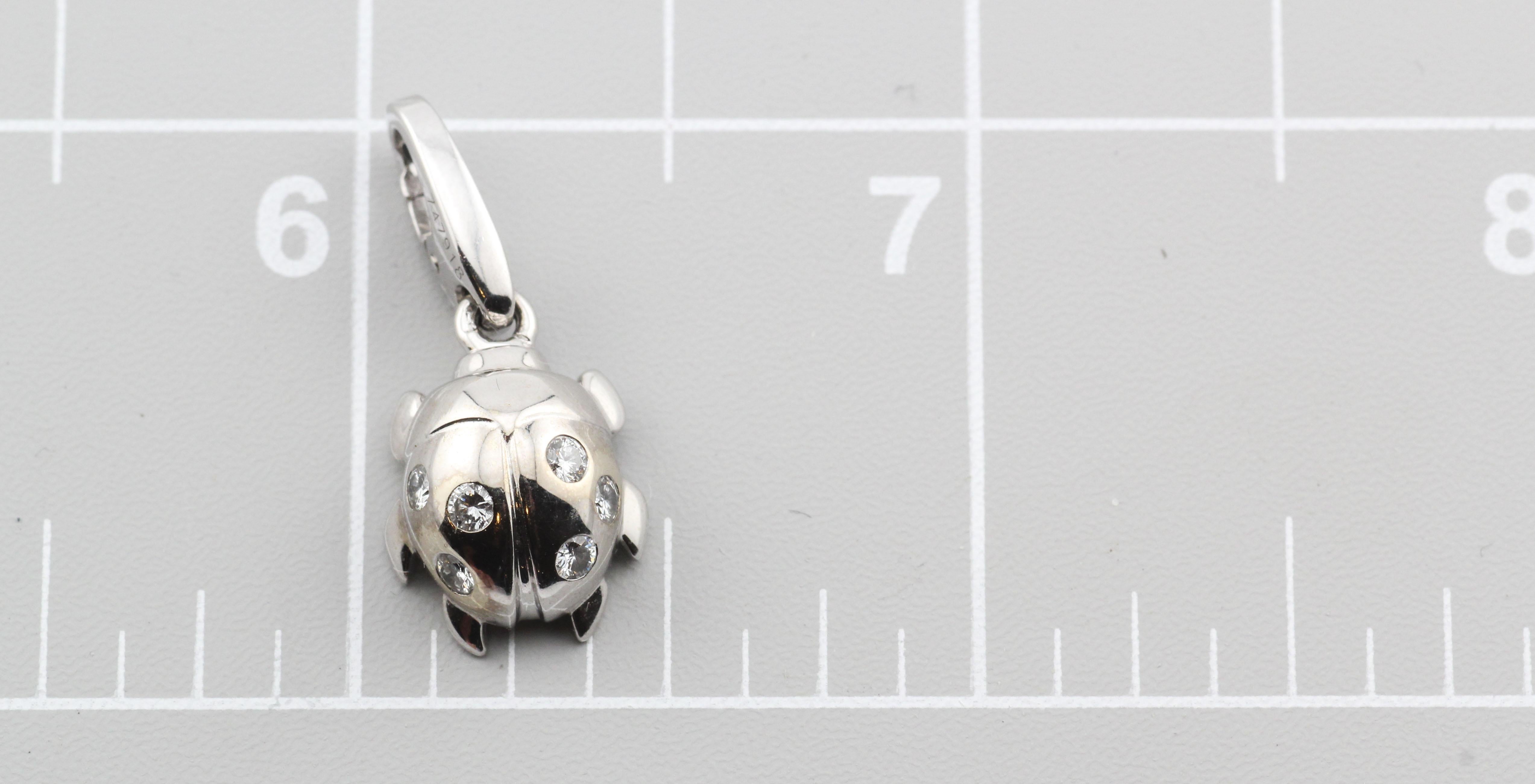 Cartier Diamond 18k White Gold Ladybug Charm Pendant In Good Condition In Bellmore, NY