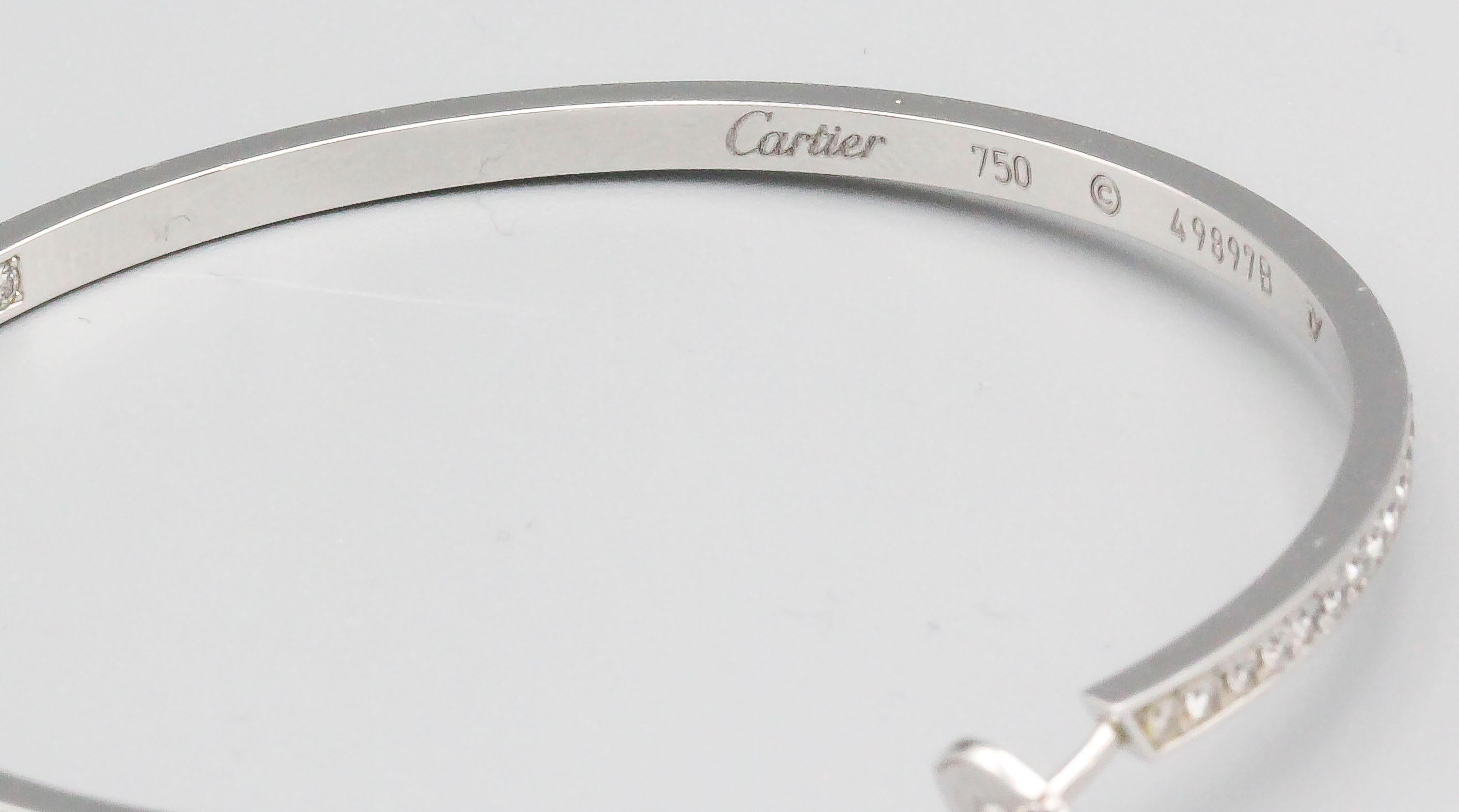 Cartier Diamond 18 Karat White Gold Large Hoop Earrings In Good Condition In New York, NY