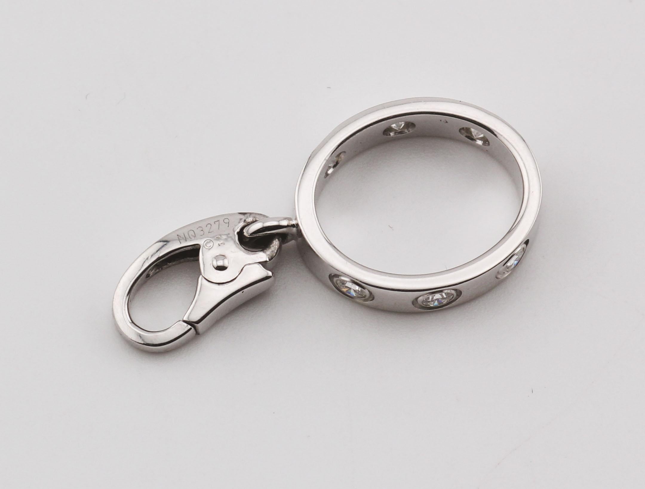 Cartier Diamond 18k White Gold Love Bracelet Charm In Good Condition For Sale In Simpsonville, SC
