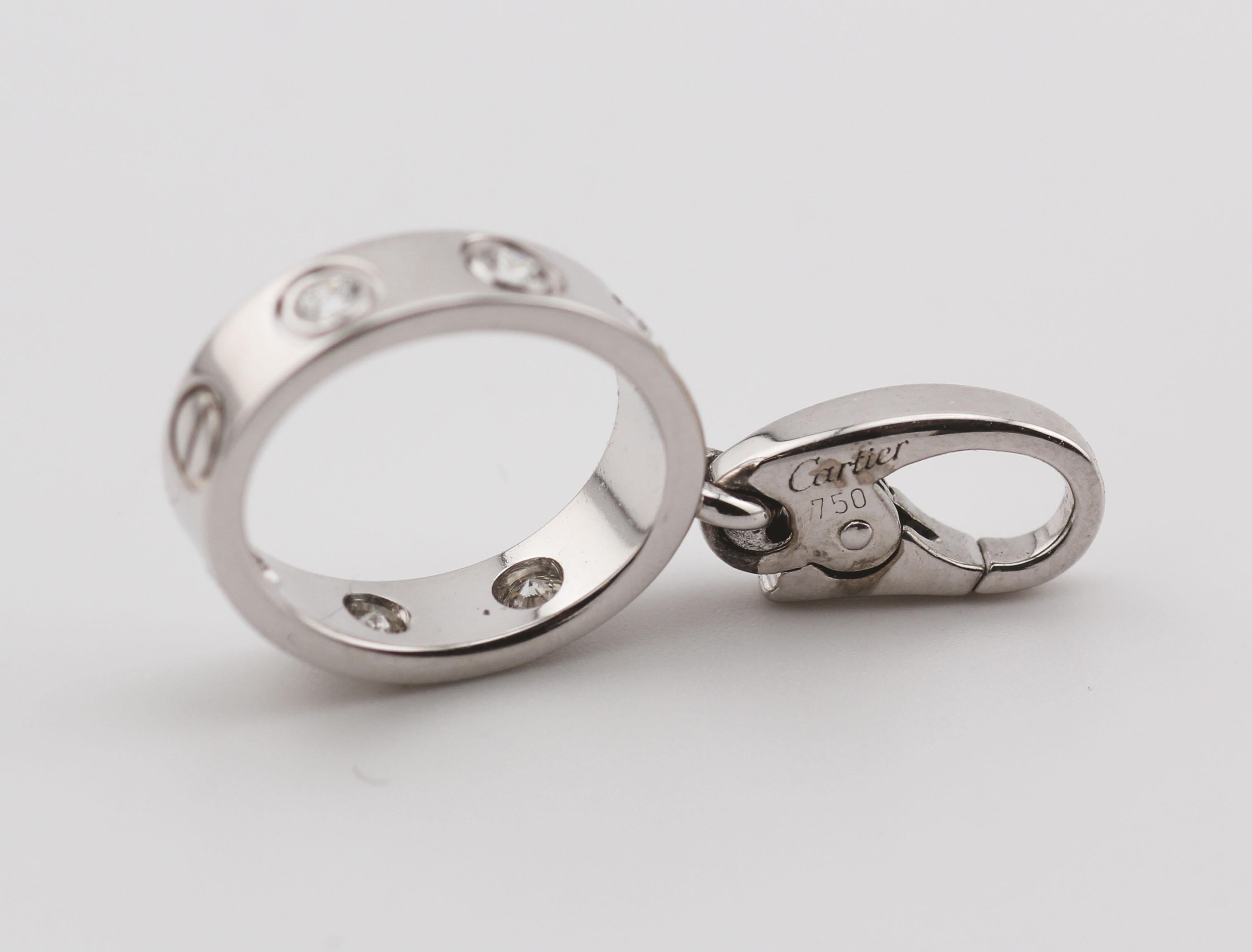 Cartier Diamond 18k White Gold Love Bracelet Charm For Sale 1