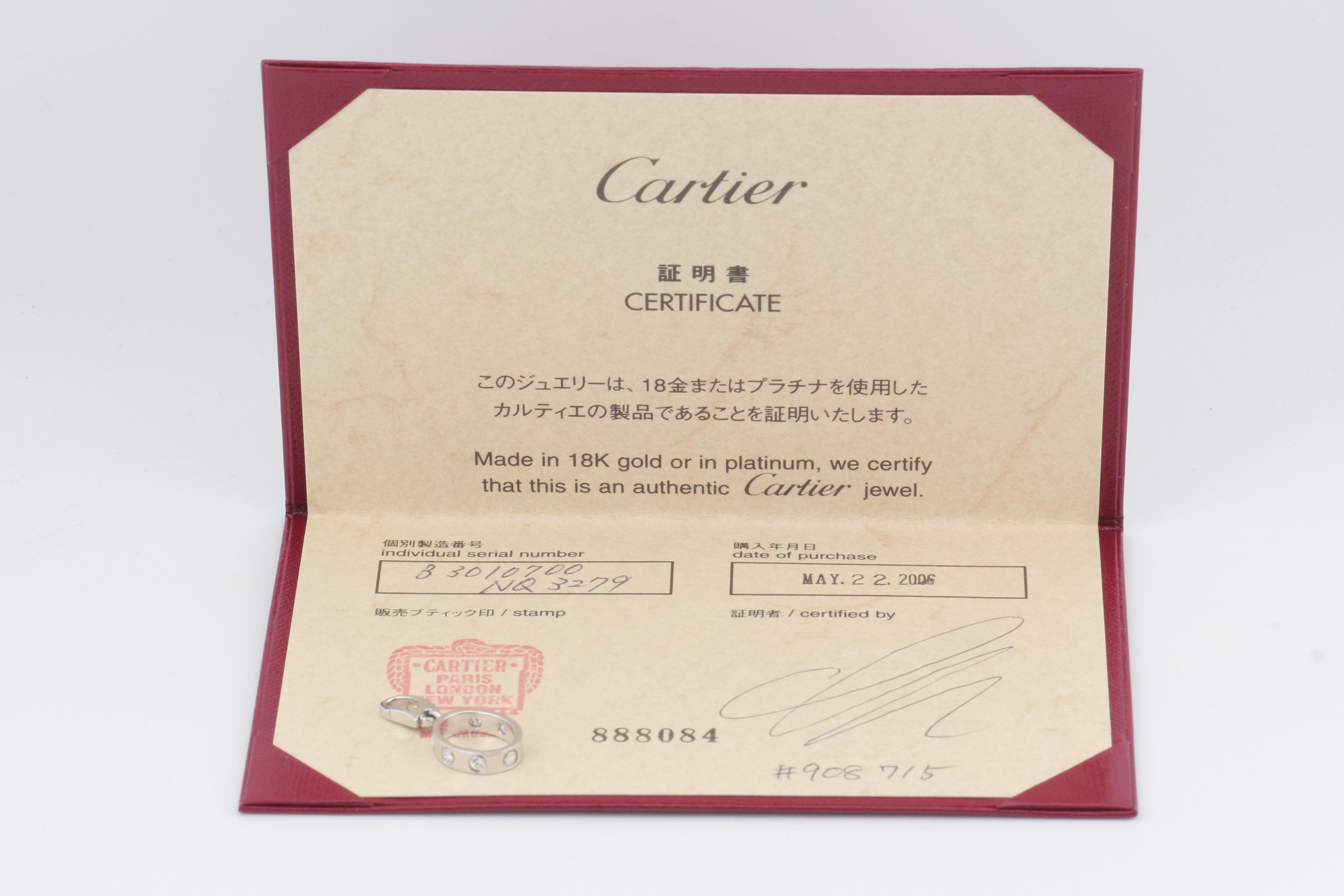 Cartier Diamond 18k White Gold Love Bracelet Charm For Sale 2