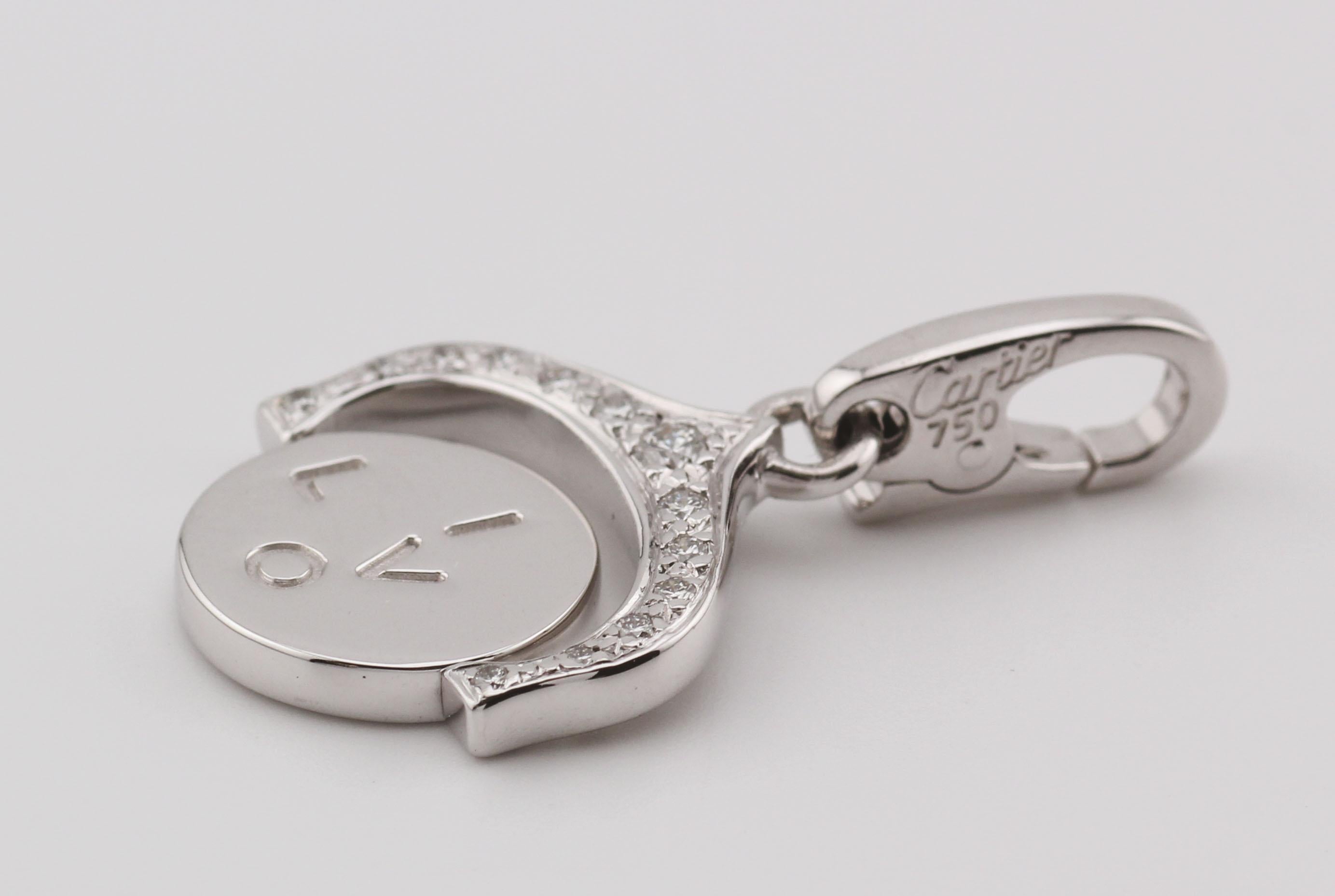 Women's or Men's Cartier Diamond 18k White Gold Rotating 