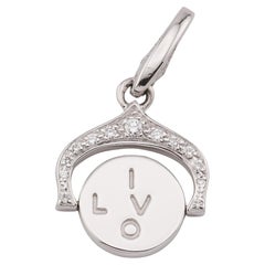 Cartier Diamond 18k White Gold Rotating "I Love You" Flip Charm Pendant
