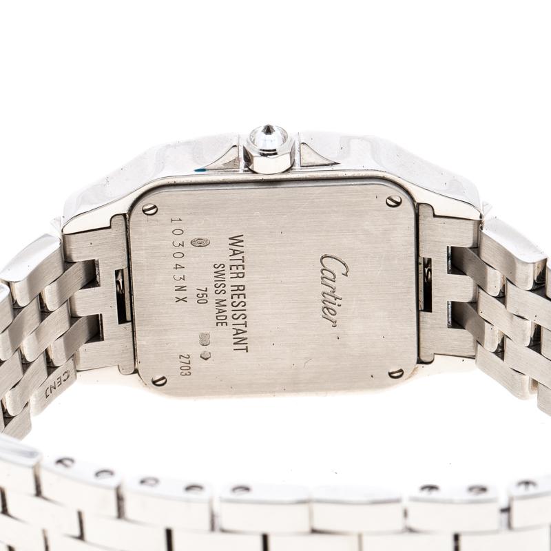 Cartier Diamond 18k White Gold Santos Demoiselle 2703 Women's Wristwatch 28MM im Zustand „Gut“ in Dubai, Al Qouz 2