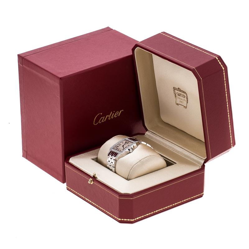 Cartier Diamond 18k White Gold Santos Demoiselle 2703 Women's Wristwatch 28MM 4