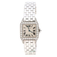 Cartier Diamond 18k White Gold Santos Demoiselle 2703 Women's Wristwatch 28MM