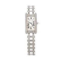 Montre "Tank Américaine" en or blanc 18 carats et diamants de Cartier