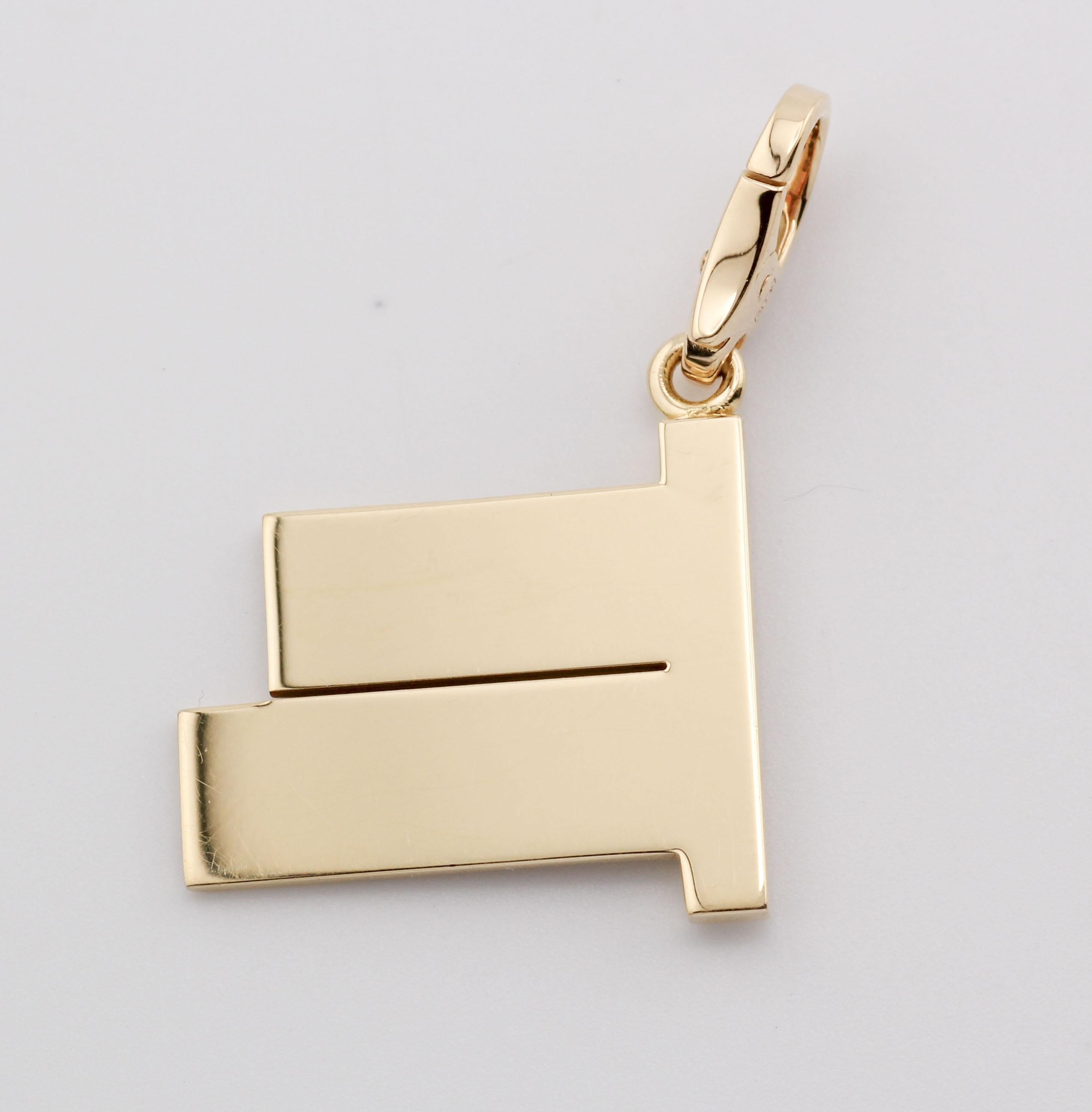 Cartier Diamond 18k Yellow Gold 52nd Street Sign Charm Pendant For Sale 2