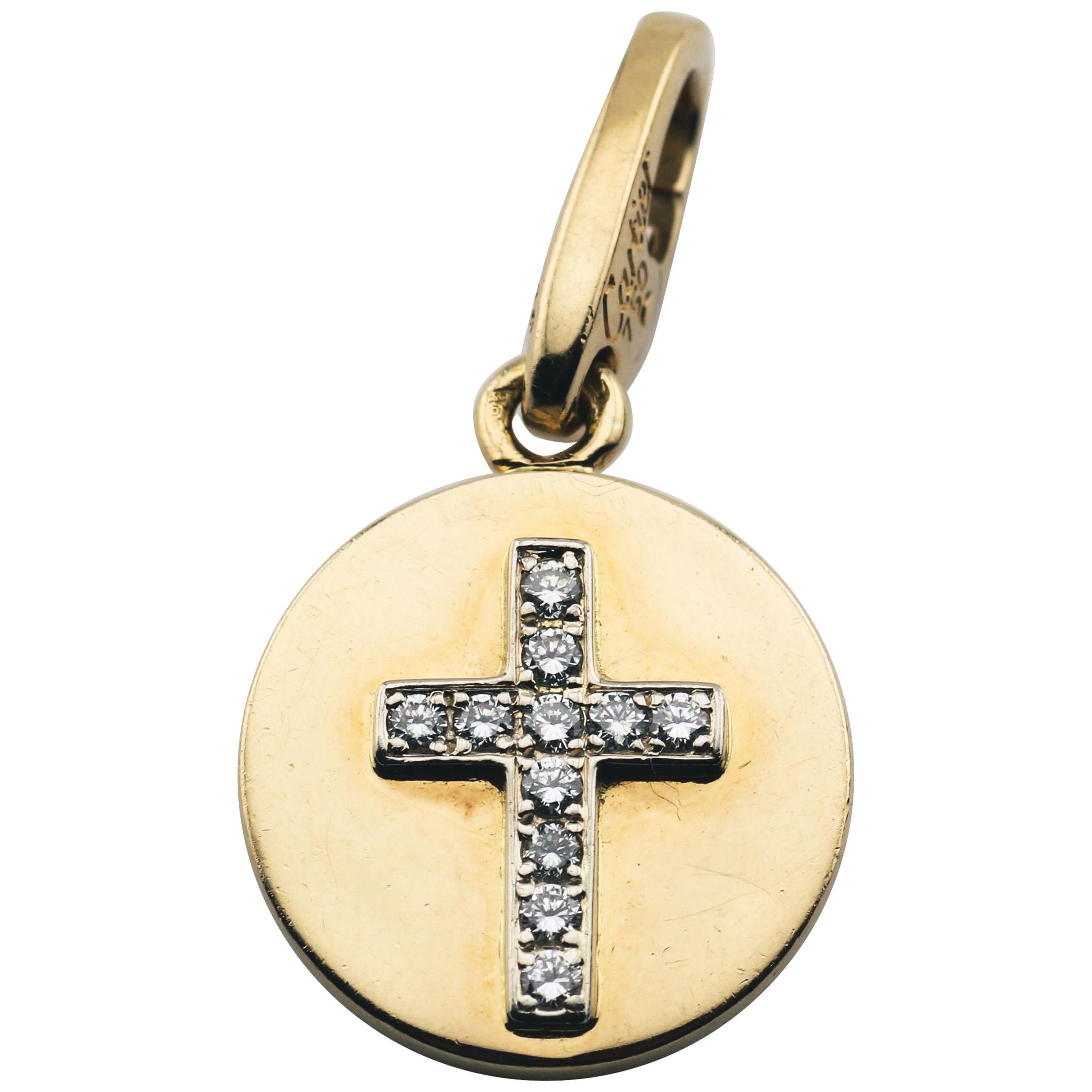 Cartier Diamond 18k Yellow Gold Cross Charm Pendant