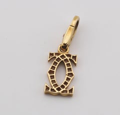 Cartier Diamond 18K Yellow Gold Double C-Logo Charm Pendant