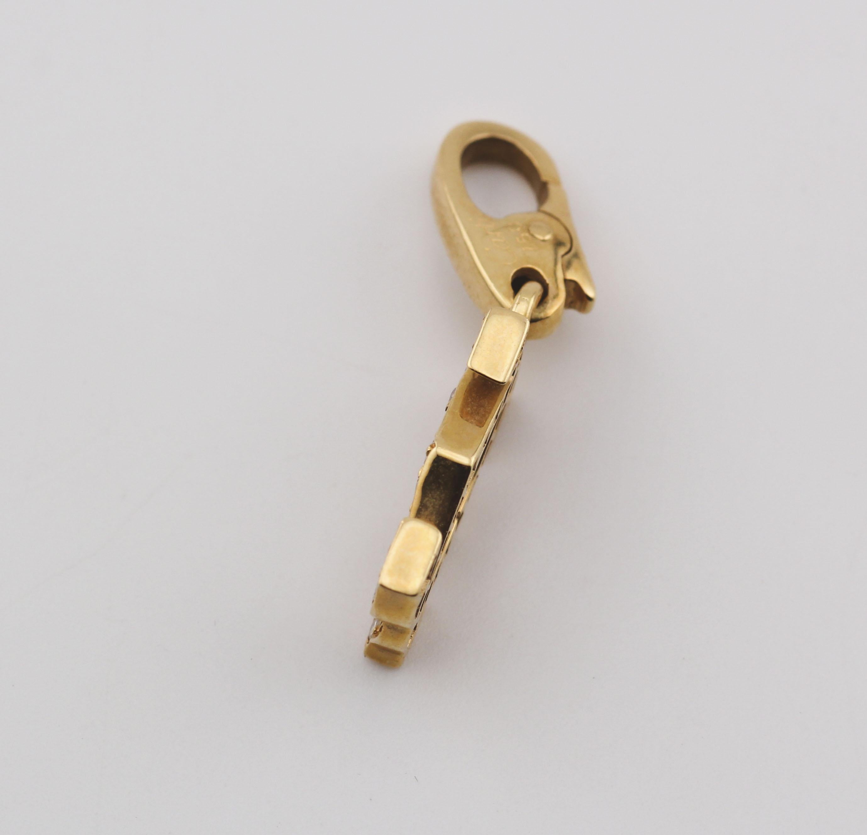 Brilliant Cut Cartier Diamond 18K Yellow Gold Double C-Logo Charm Pendant