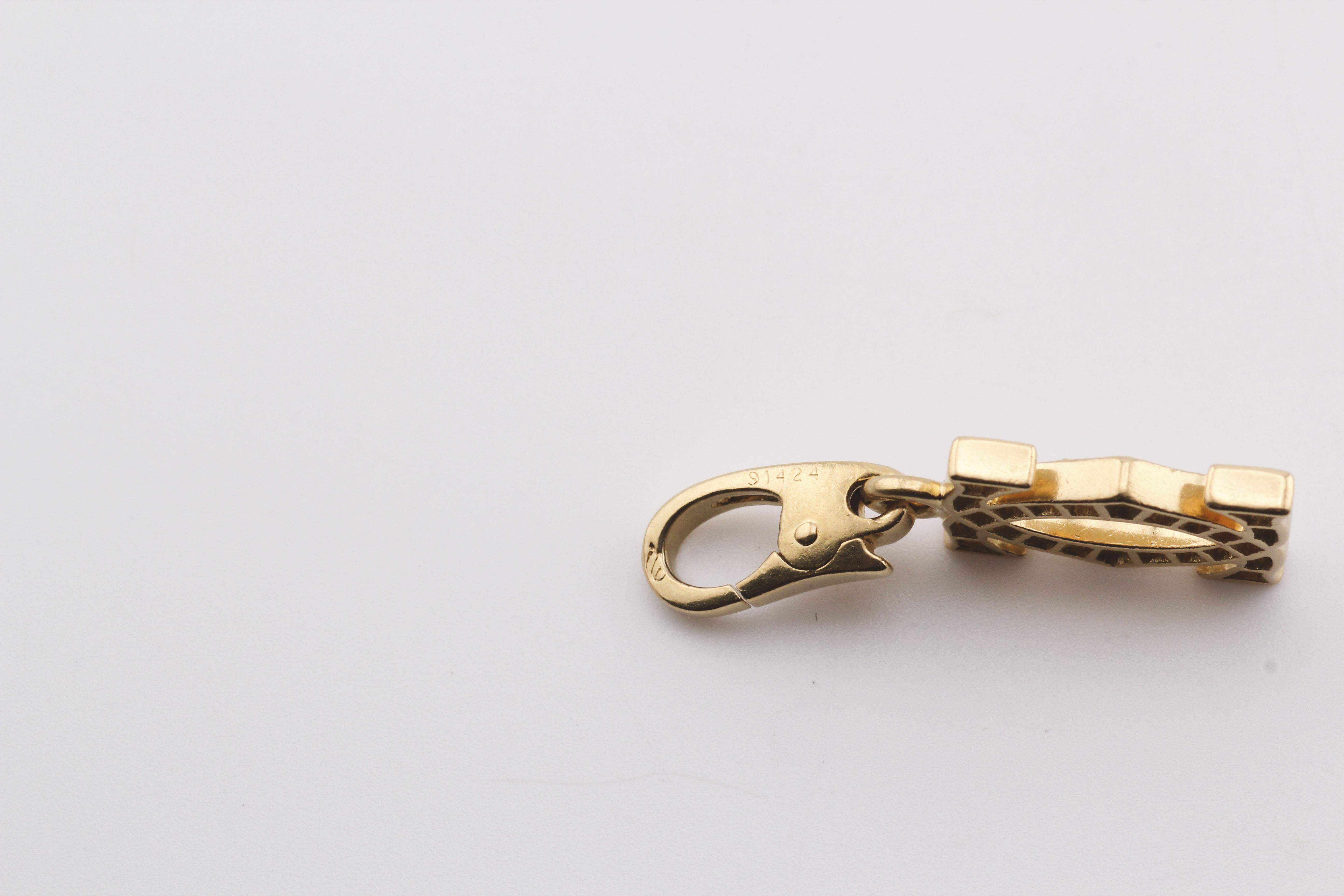 Brilliant Cut Cartier Diamond 18K Yellow Gold Double C-Logo Charm Pendant