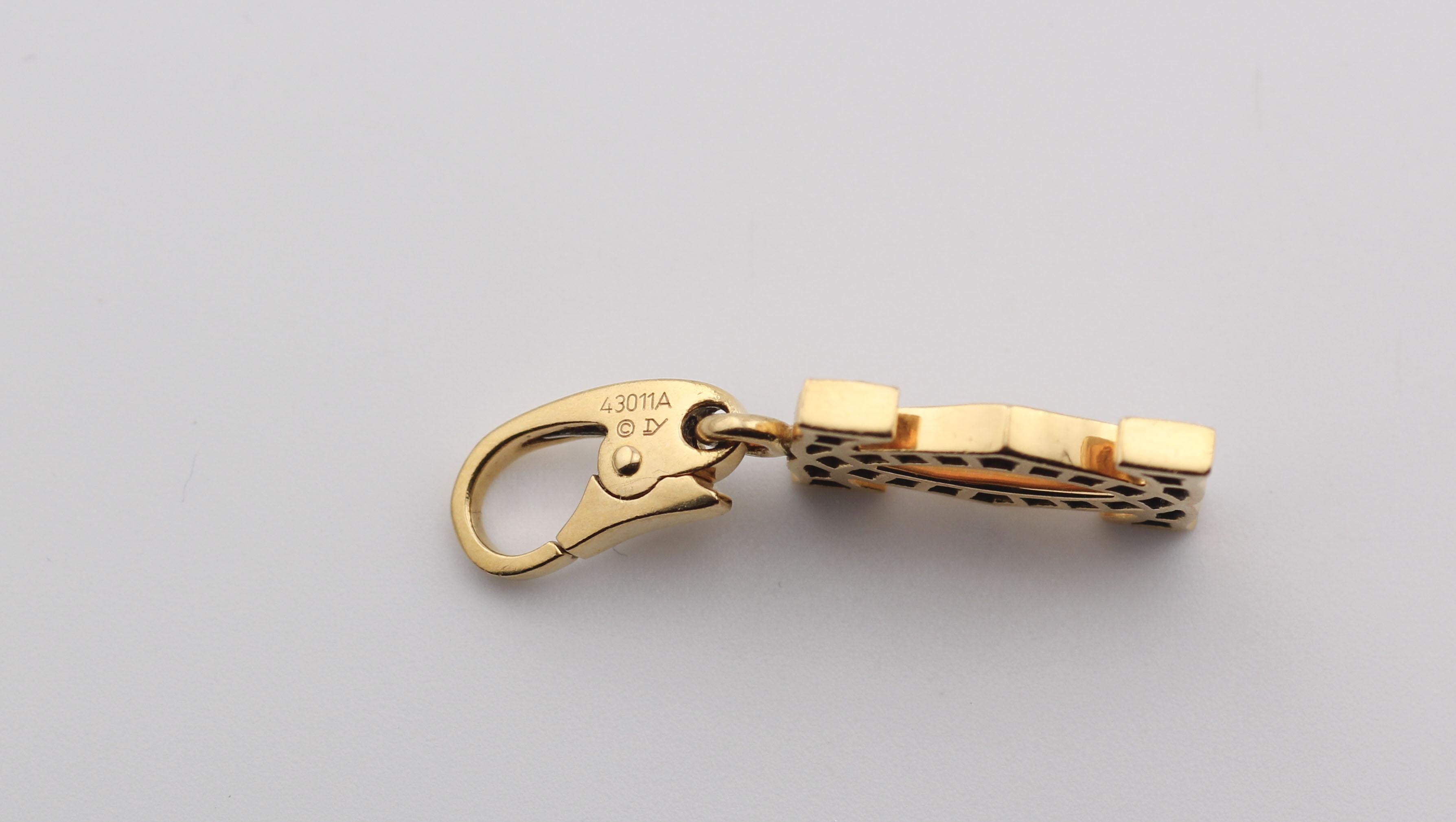 Cartier Diamond 18K Yellow Gold Double C-Logo Charm Pendant Bon état - En vente à Simpsonville, SC