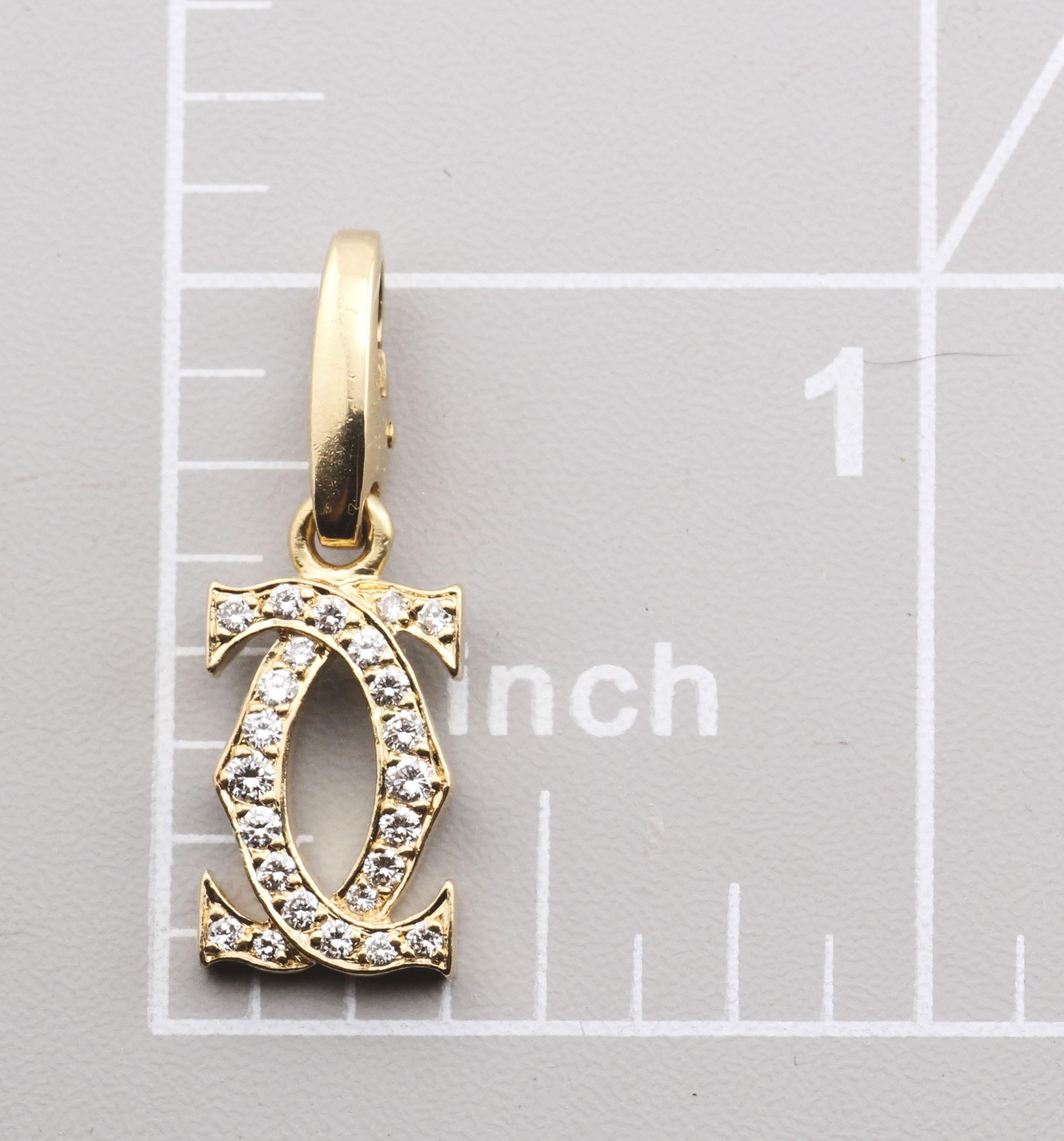 Cartier Diamond 18K Yellow Gold Double C-Logo Charm Pendant 1