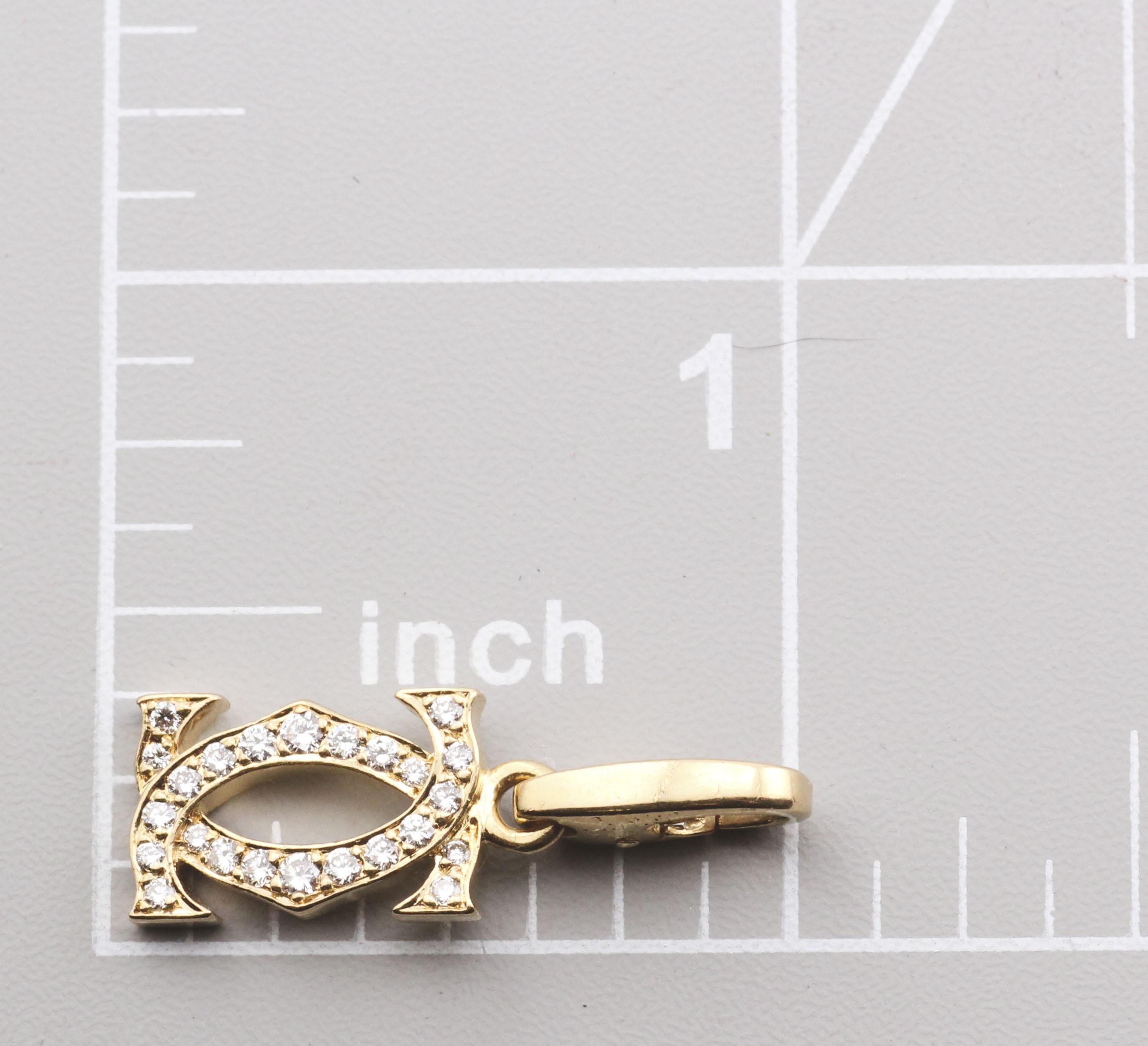 Cartier Diamond 18K Yellow Gold Double C-Logo Charm Pendant 2