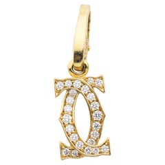 Cartier Diamond 18K Yellow Gold Double C-Logo Charm Pendant