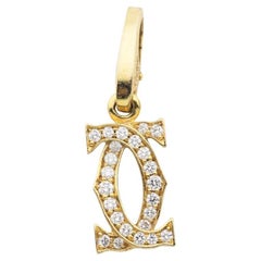 Cartier Diamond 18K Yellow Gold Double C-Logo Charm Pendant
