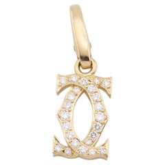 Cartier Diamond 18K Yellow Gold Double C-Logo Charm Pendant