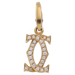 Cartier Diamond 18K Yellow Gold Double C-Logo Charm Pendant