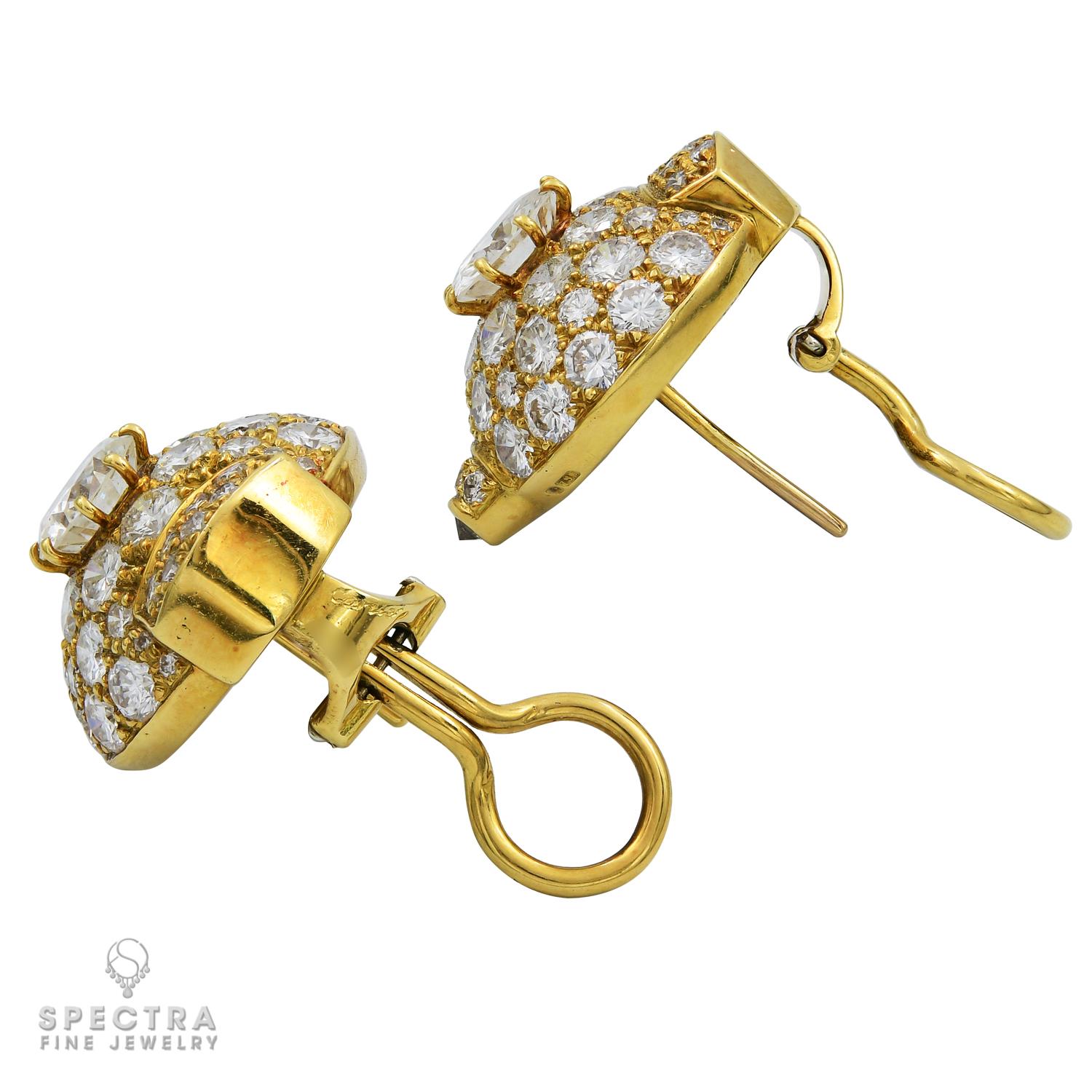 Cartier Diamond 18K Yellow Gold Earrings, circa 1970s In Good Condition For Sale In New York, NY