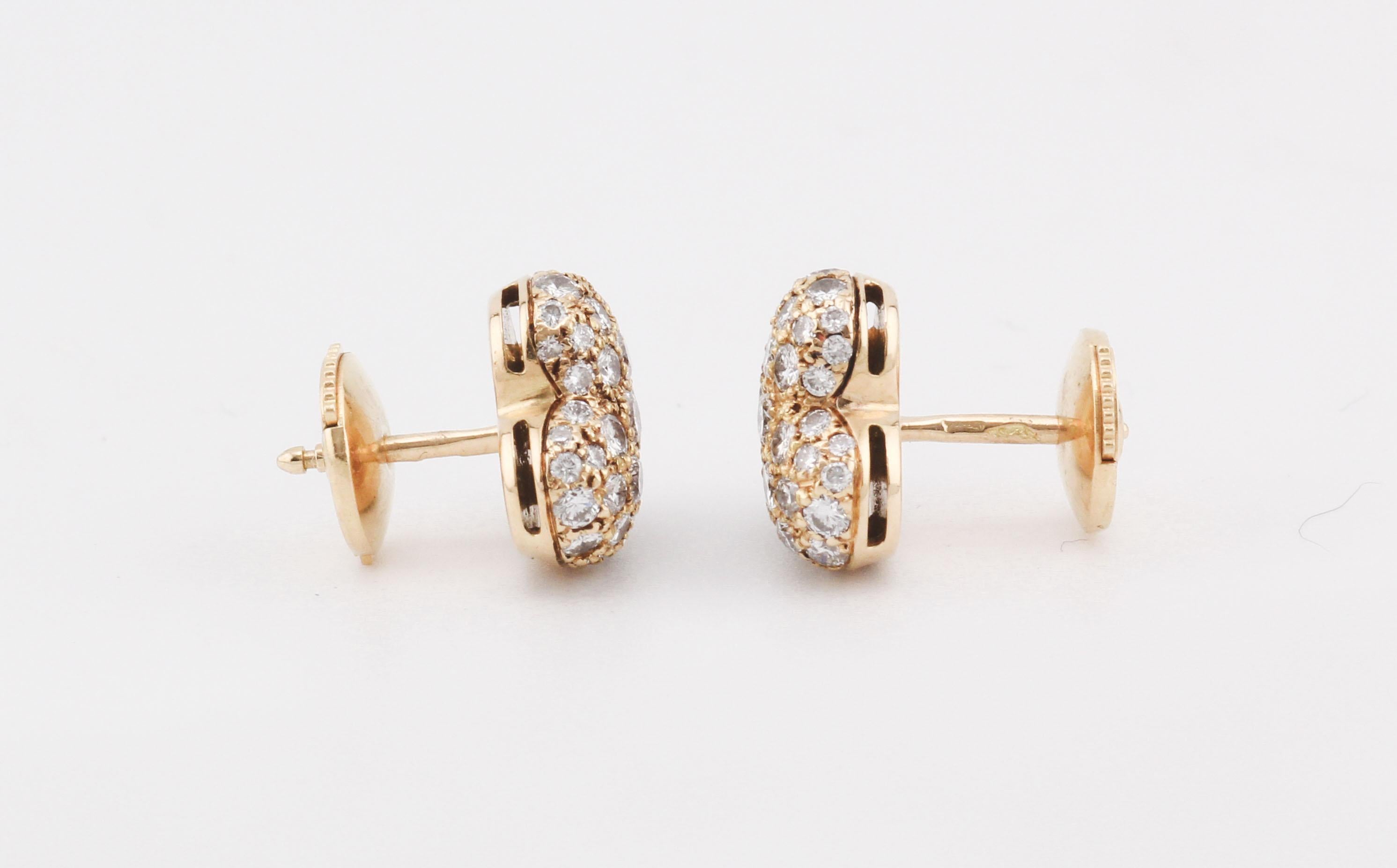 Cartier Diamond 18K Yellow Gold Heart Stud Earrings In Good Condition For Sale In Simpsonville, SC