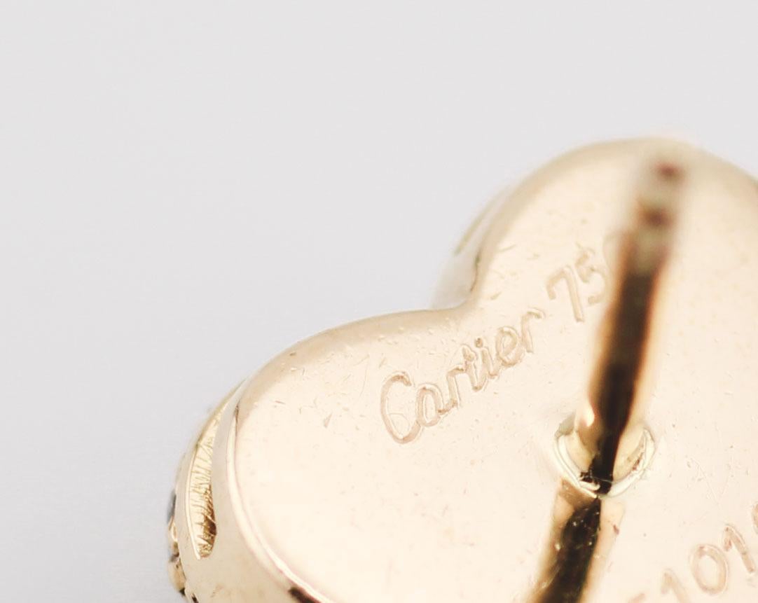 Cartier Diamond 18K Yellow Gold Heart Stud Earrings For Sale 1