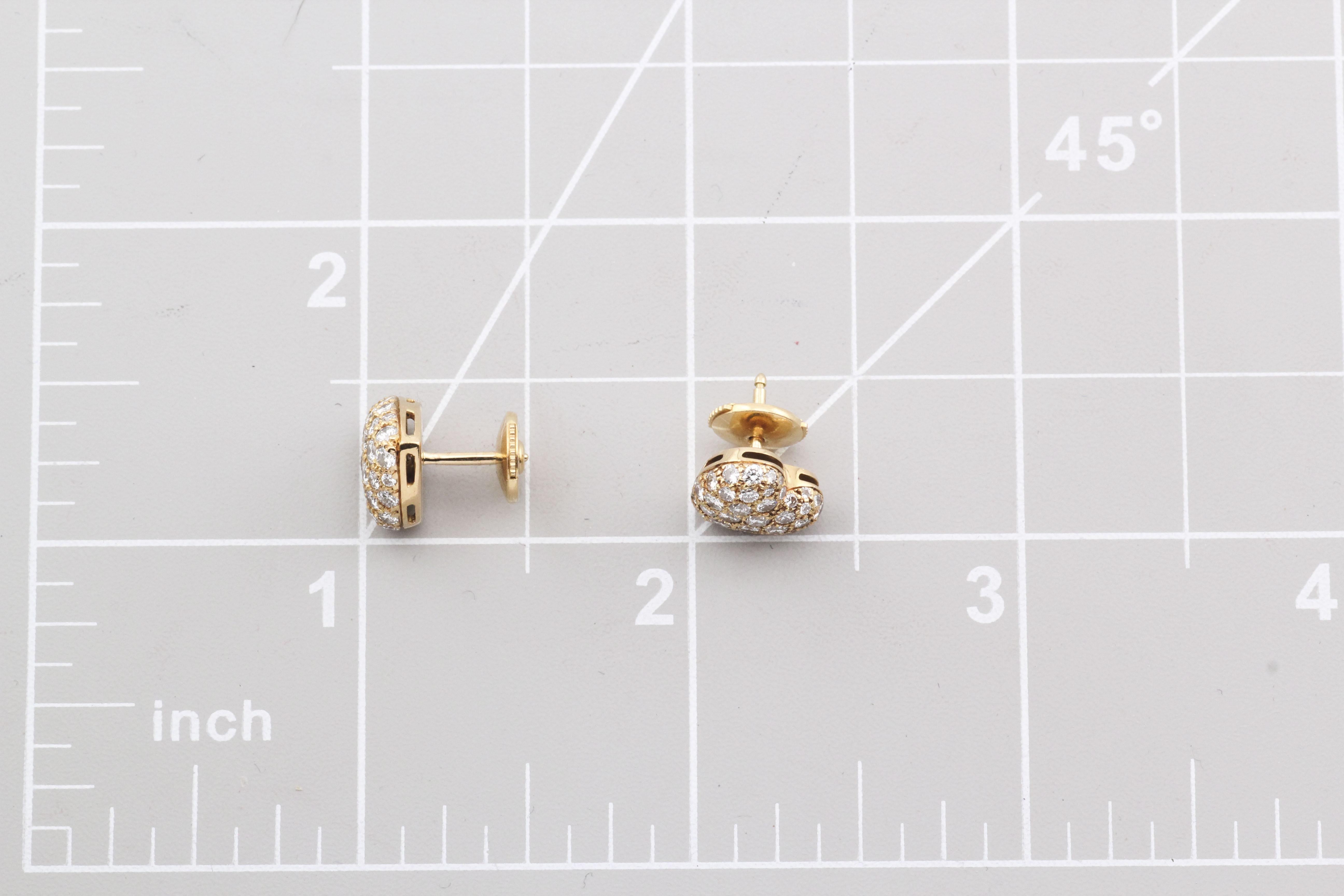 Cartier Diamond 18K Yellow Gold Heart Stud Earrings For Sale 3
